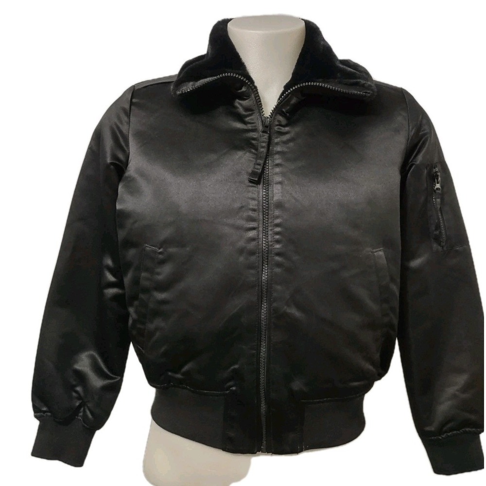Vintage Gap Bomber Jacket Men's Size Small Long Sleeve Faux Fur Collar Full Zip